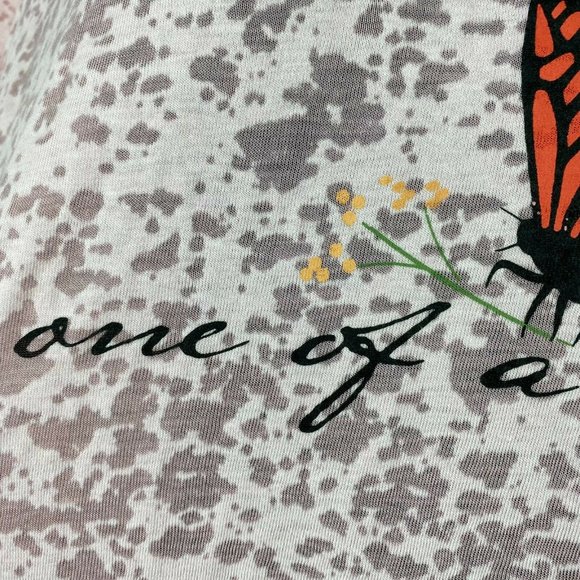 LuLaRoe Liv T S One Of A Kind Butterfly Burnout Ringer Tee - Picture 5 of 11